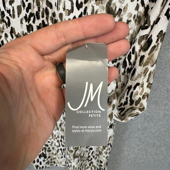 JM Collection Animal-Print Jacquard Top Womens Size PL Multicolor 3/4 Sleeve - Picture 3 of 13